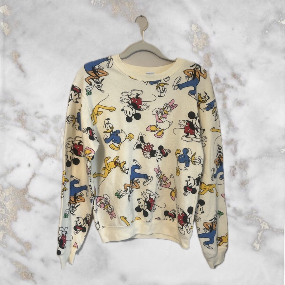 Vintage Disney Crew Neck Sweater in Mickey & Friends Print